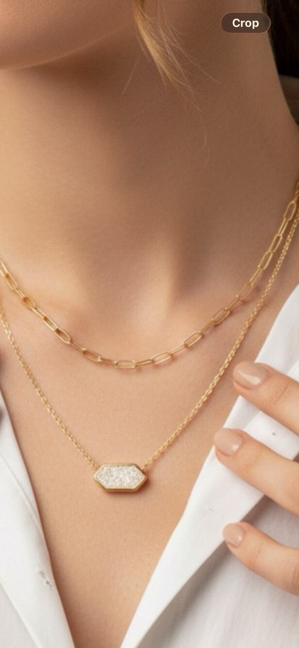 Daniela Swaebe Gold Tone Layered Necklace White Pendant NWT